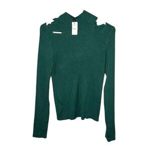 NWT Express Green Ribbed Long Sleeve Sweater Sz L